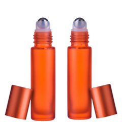 10ml Frosted Bottles with Steel Roller - Orange 5Pcs