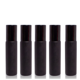 10ml Frosted Bottles with Steel Roller - Black 5Pcs