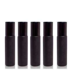 10ml Frosted Bottles with Steel Roller - Black 5Pcs