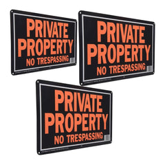 3 Pack Large No Trespassing Signs Private Property, 9.25 x 14" Aluminum Orange