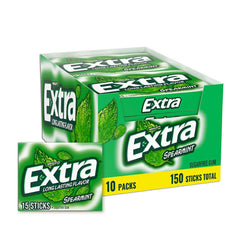Extra Spearmint Sugar Free Chewing Gum Bulk Pack 15 pcs, 10 pk