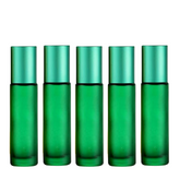 10ml Frosted Bottles with Steel Roller - Green 5Pcs