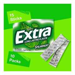 Extra Spearmint Sugar Free Chewing Gum Bulk Pack 15 pcs, 10 pk