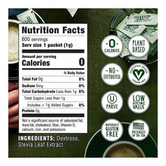 Stevia In The Raw Plant-Based Zero Calorie Sweetener Packets, 800 ct