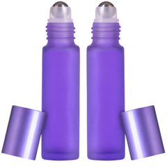 10ml Frosted Bottles with Steel Roller - Purple 5Pcs