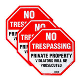No Trespassing Signs Private Property Sign, 12 X 12 In Octagon Pack of 3
