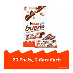 Kinder Bueno Milk Chocolate Hazelnut Bars, 1.5 oz, 20 pk