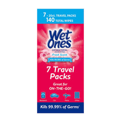 Wet Ones Antibacterial Hand Wipes Travel Pack - Fresh Scent, 7 Pack - 20 Count