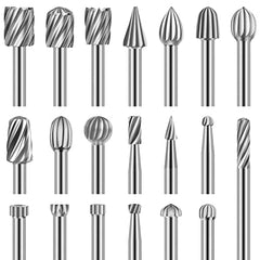 20 piece HSS rotary burr set for engraving and carving with storage case