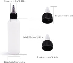 Dimension diagram of 4 oz LDPE squeeze bottle: height 4.88 in, body diameter 1.54 in, cap height 1.5 in, cap tip diameter 0.91 in