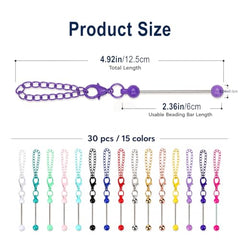 30Pcs Beadable Keychains Bar Bulk Kit, Colorful Keychain Bar for Beads