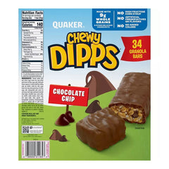 Quaker Chewy Dipps Granola Bars, Chocolate Chip, 34 pk