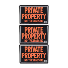 3 Pack Large No Trespassing Signs Private Property, 9.25 x 14" Aluminum Orange