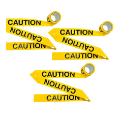High-Visibility "Caution" Safety Tape, (3' X 200') Roll - Pack of 3