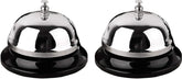 2-pack stainless steel desk call bell with chrome dome and matte black non-slip base