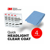 3M Quick Headlight Clear Coat 4x wipe lot With 16x16 Microfiber Cloth - Blue