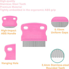 Fine-tooth flea comb used on a cat for debris and tear stain grooming
