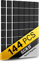 144 black adhesive magnetic squares with peel-and-stick backing