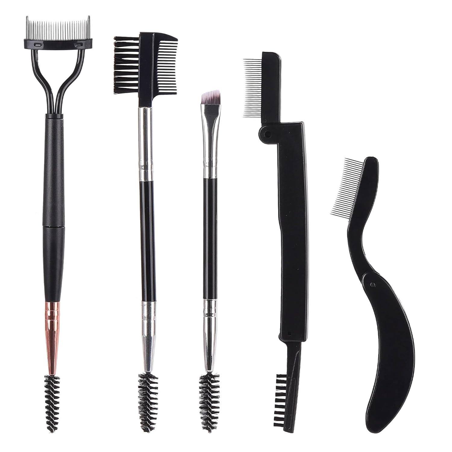5-piece eyebrow brush and eyelash separator tool set
