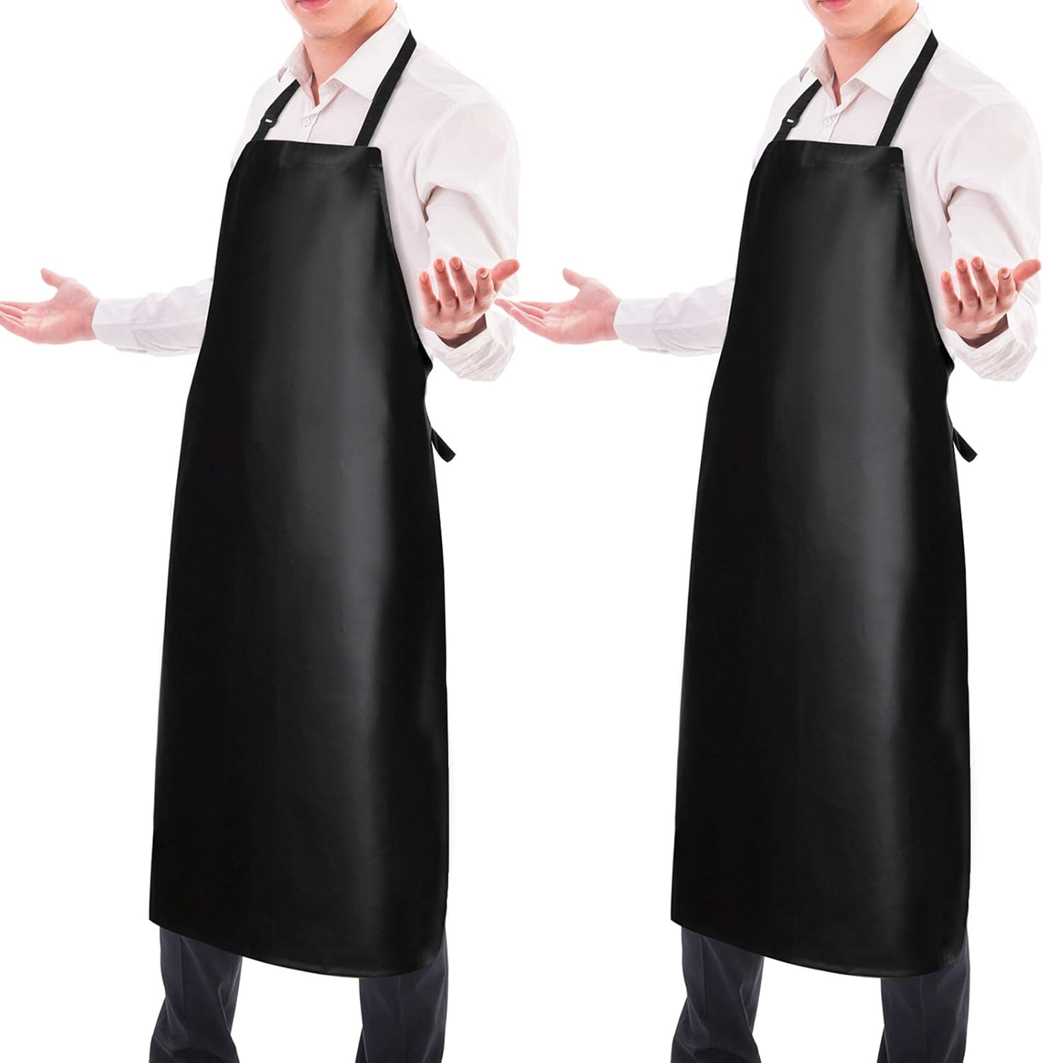 2-pack of black waterproof heavy duty vinyl work aprons
