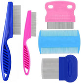 5-piece pet grooming comb set with stainless steel teeth and plastic handles for dogs and cats