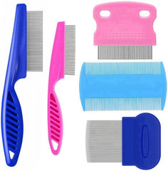 5-piece pet grooming comb set with stainless steel teeth and plastic handles for dogs and cats