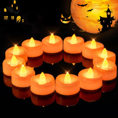 24-pack orange flameless LED tea lights for Halloween decor
