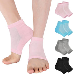 Four pairs of toeless gel heel socks for dry, rough heels