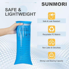 Inside of vomit bag showing printed volume measurement markings