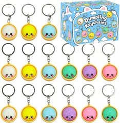 24-piece dumpling keychain bulk set with steamer charms