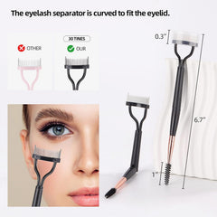 Metal-teeth eyelash separator combing through lashes