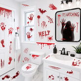 Halloween bloody handprint and footprint window decals, 8-sheet set