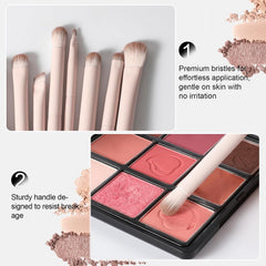 Close-up of vegan synthetic bristle eye brushes