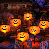 6-pack solar pumpkin pathway lights for Halloween
