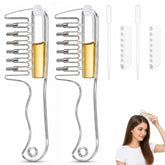 2-pack of refillable scalp oil applicator combs with rollerball tips