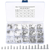 800-piece micro screw assortment kit in clear compartment storage case