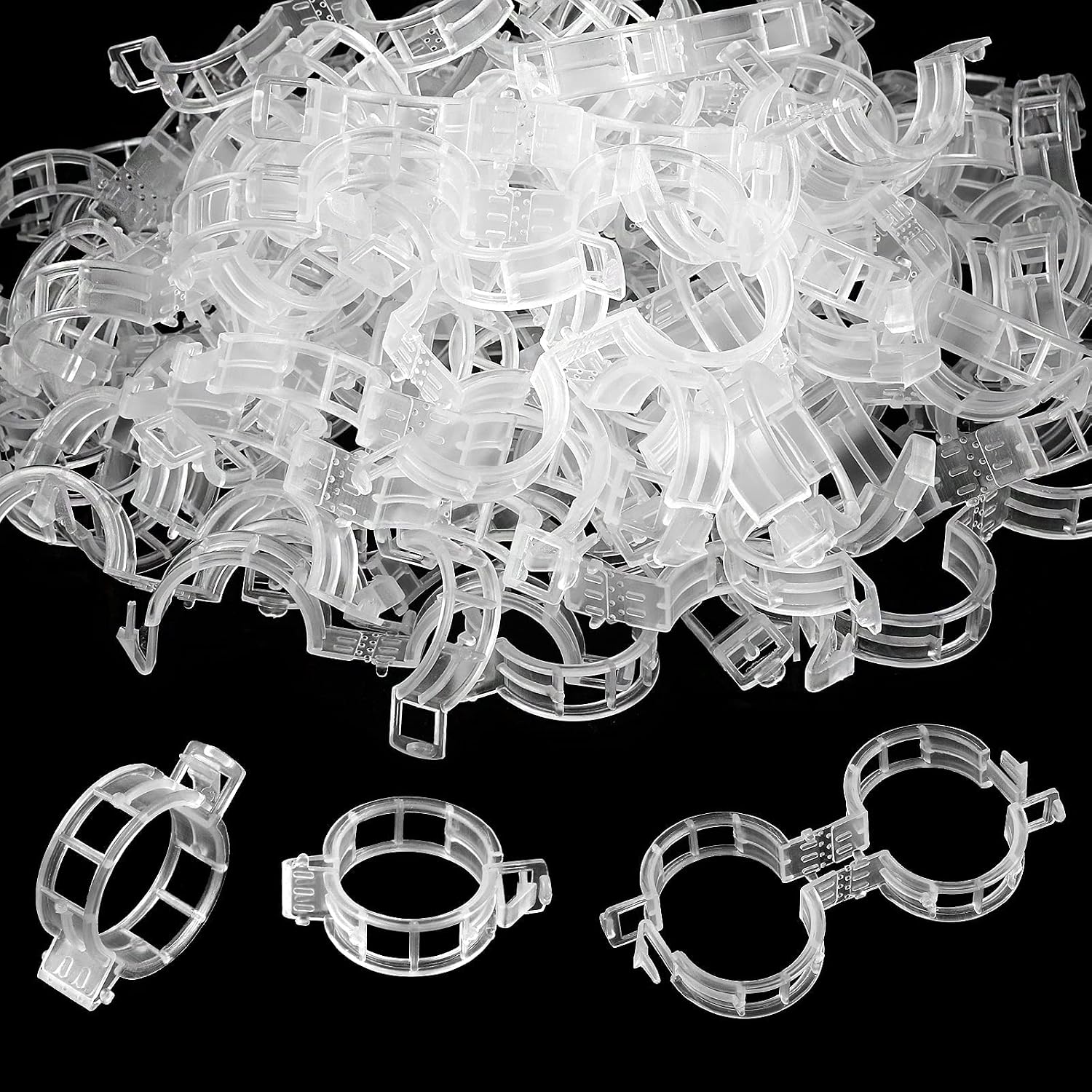 200-pack transparent plastic plant support clips for tomatoes and climbing vegetables