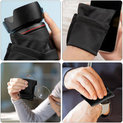 Close-up of soft microfiber pouch fabric and drawstring closure