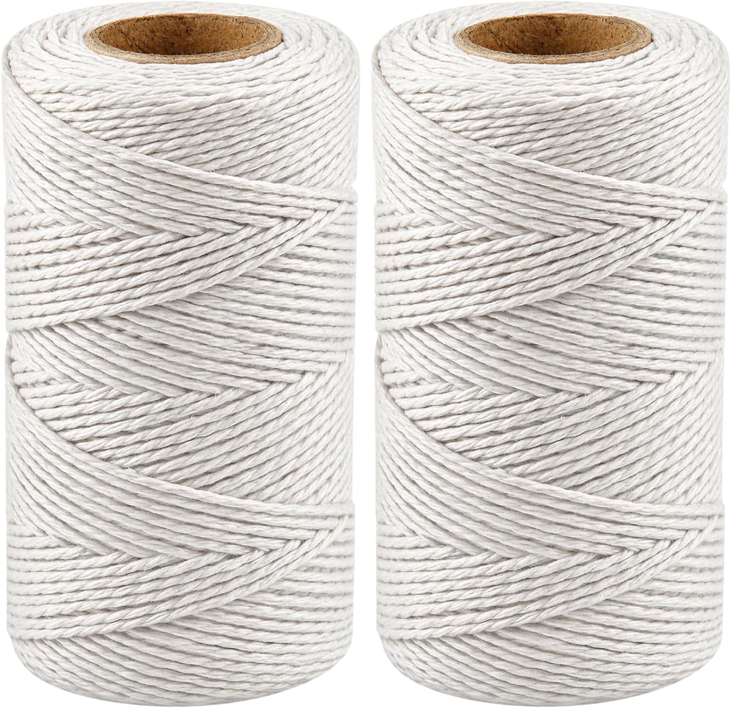 Two spools of natural white cotton twine, 2mm thick, 656 ft total length