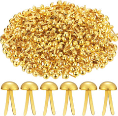 500 Gold Mini Paper Fasteners, 0.3 x 0.6 in Brass Brads