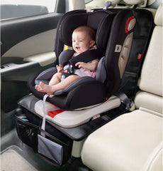 Car seat cover with mesh storage pockets for baby essentials
