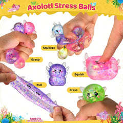 Axolotl stress ball stretched to show soft stretchy TPR material