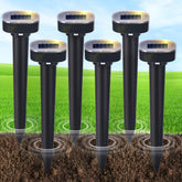 6-pack solar-powered ultrasonic mole repellent stakes set on white background