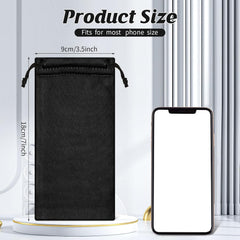 Sunglasses stored inside a microfiber drawstring pouch