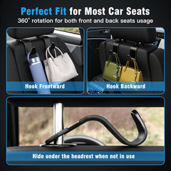 4-Pack Car Headrest Hooks Holds 55lbs Seat Storage Organizer for Bags