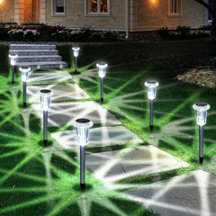 10-pack solar outdoor stake lights stainless steel