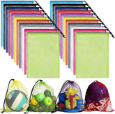 44-pack of mesh drawstring storage bags in assorted colors