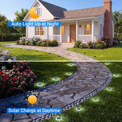 Solar light charging during daytime and automatically lighting up stone walkway border at night