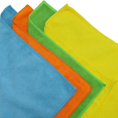 Microfiber cleaning cloth being used to wipe a countertop streak-free