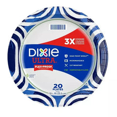 Dixie Ultra 10-1/16" Paper Plates, 20-count Kitchen Party Supplies Disposable
